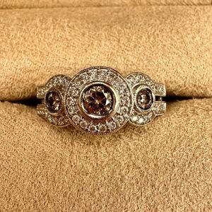 Le Vian Chocolate Diamond &  Diamond Halo Ring 14k White Gold